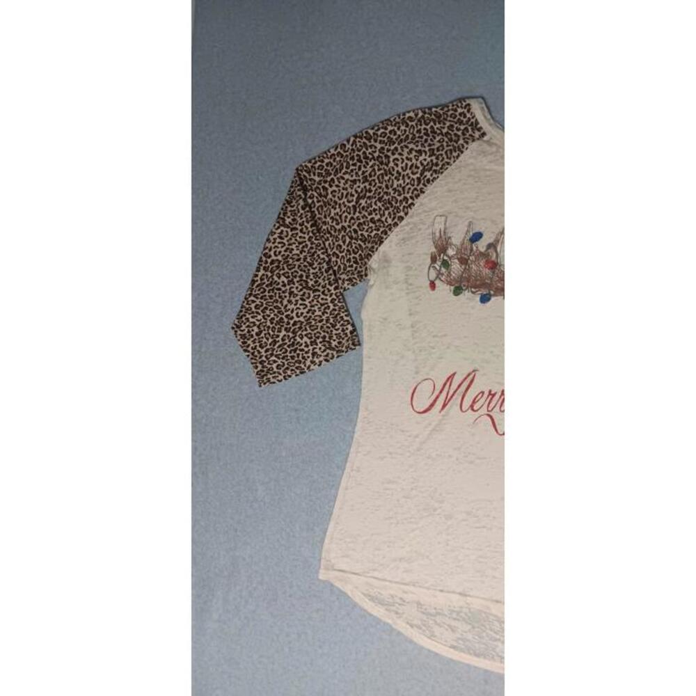 Southern Grace Quarter Sleeve Shirt Womens Size 2XL Leopard Print "Merry... - Picture 5 of 12